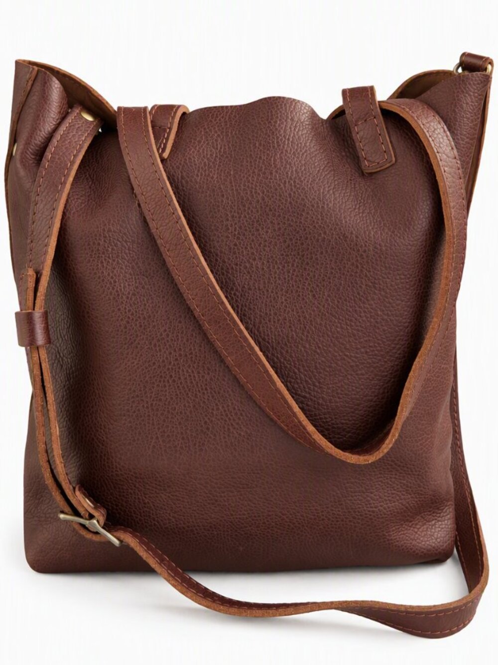 NWOT Portland Leather Goods Crossbody Tote in Nutmeg